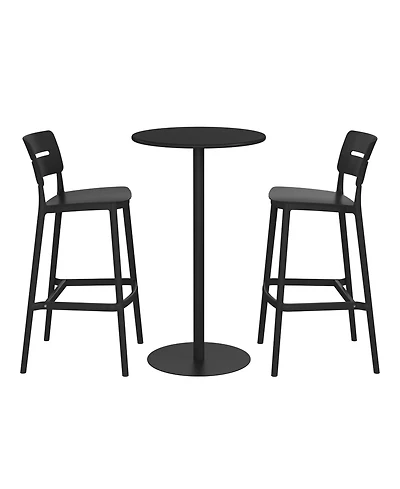 WestinTrends 3-Piece Outdoor Adjustable Round Bar Height Patio Table Dining Set