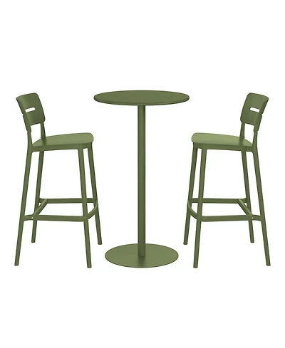 WestinTrends 3-Piece Outdoor Adjustable Round Bar Height Patio Table Dining Set