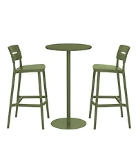 WestinTrends 3-Piece Outdoor Adjustable Round Bar Height Patio Table Dining Set