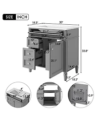 Casainc 30'' Bathroom Vanity with Top Sink, Mirror Cabinet
