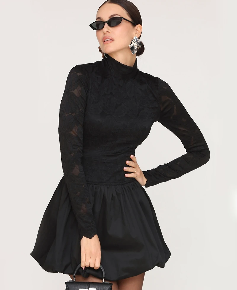 Avec Les Filles Women's Mock Neck Mini Dress