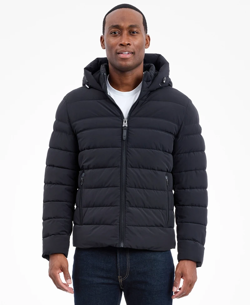 Michael Kors Men's Dressy Hooded Stretch Packable Jacket