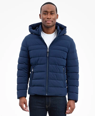 Michael Kors Men's Dressy Hooded Stretch Packable Jacket