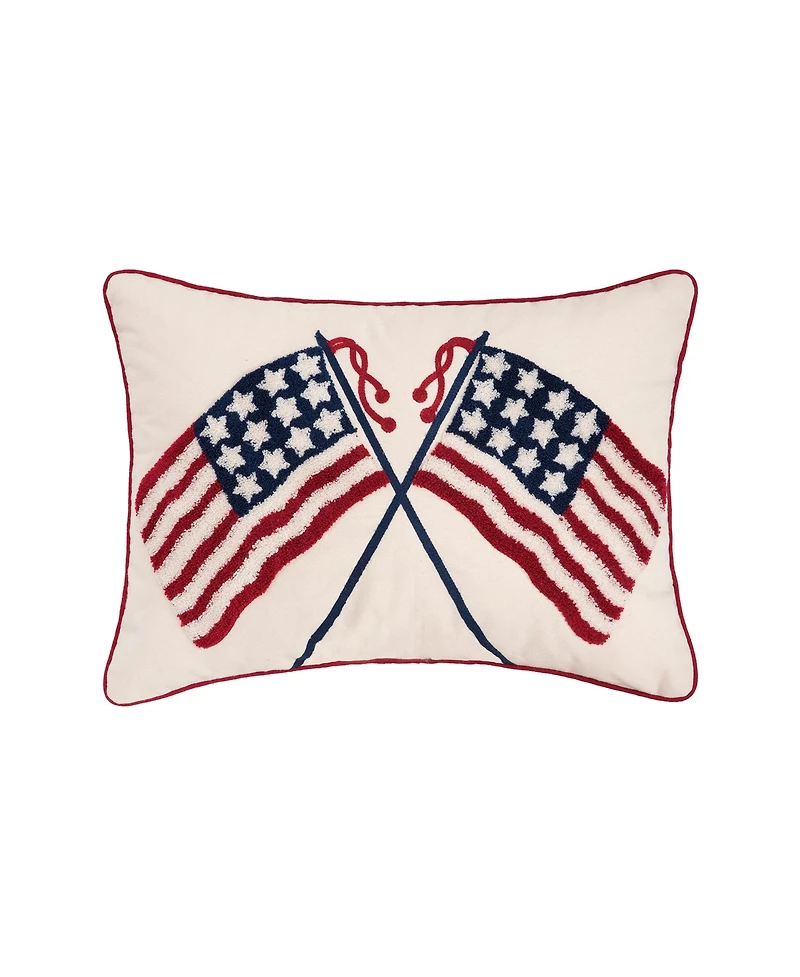 Patriotic Crossed Usa American Flag Stars & Stripes Accent Pillow, 14" x 20"