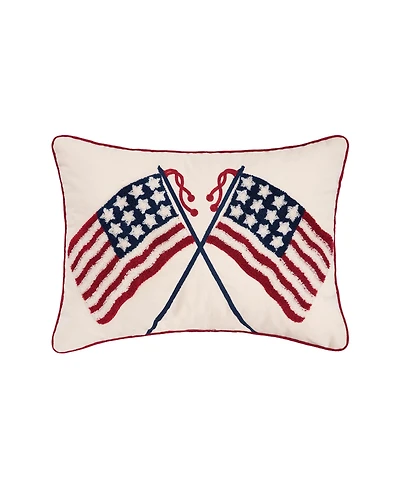 Patriotic Crossed Usa American Flag Stars & Stripes Accent Pillow, 14" x 20"