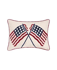 Patriotic Crossed Usa American Flag Stars & Stripes Accent Pillow, 14" x 20"