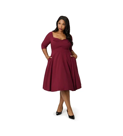 Unique Vintage Plus Pleated Bust Swing Dress