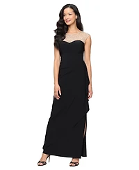 Alex Evenings Petite Long Boat Neck Dress