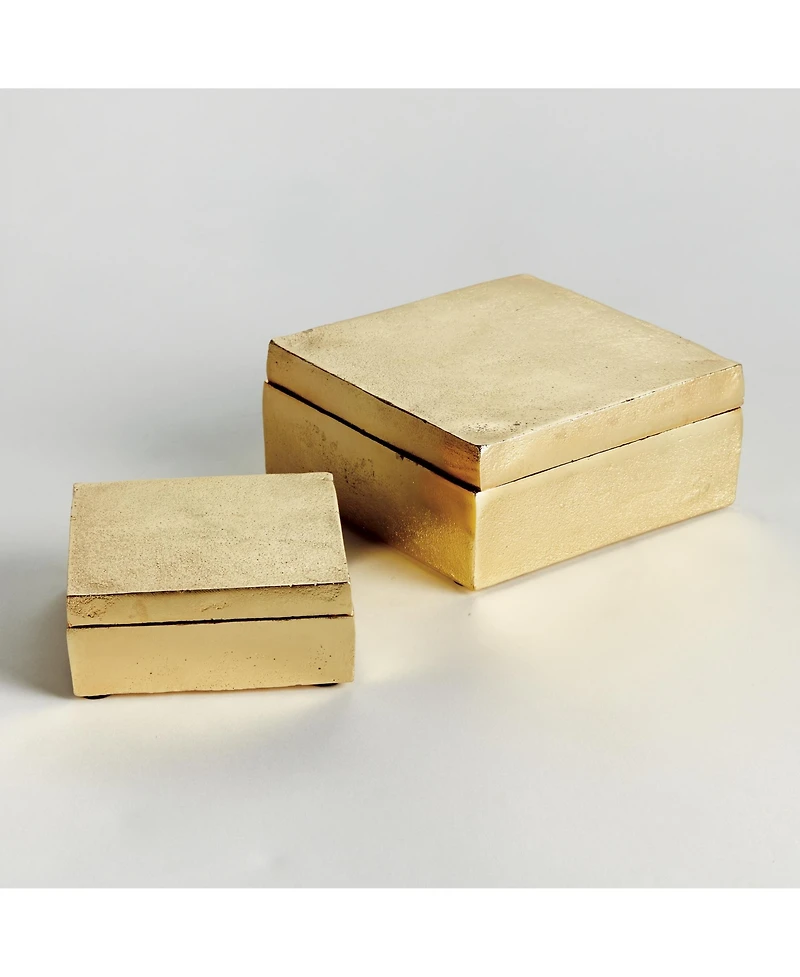 Napa Home & Garden Cressida Lidded Boxes, Set of 2 - Gold Aluminum Storage