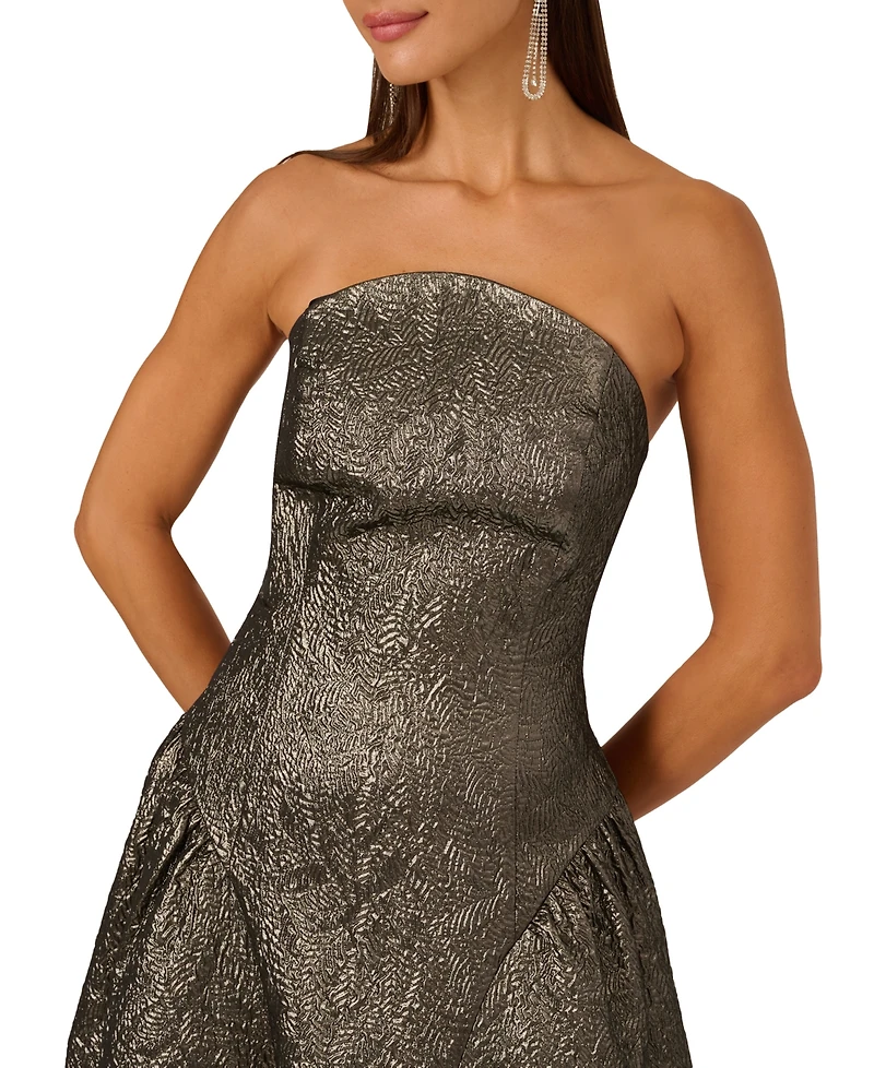 Adrianna Women's Strapless Metallic Ankle-Length Dress
