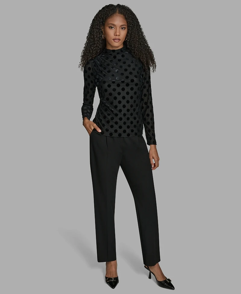 Bcbg Women's Polka Dot Print Long Sleeve Blouse