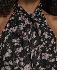 Bcbg Women's Floral Print Tie Neck Blouse