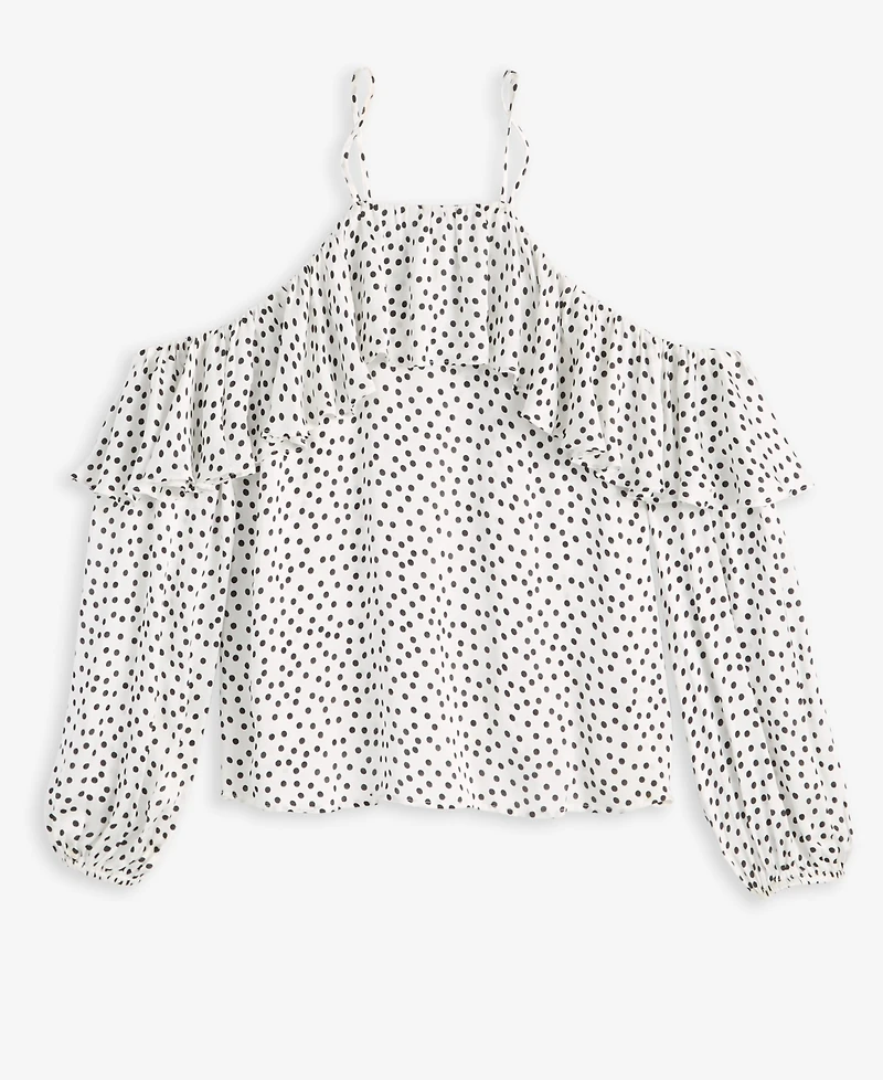 I.n.c. International Concepts Women's Cold-Shoulder Ruffle-Trim Blouse, Macy's Exclusive