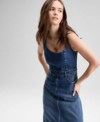 And Now This Petite Denim Scoop Neck Sleeveless Midi Dress, Macy's Exclusive