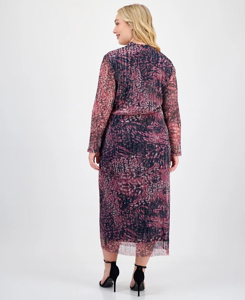 Anne Klein Plus V-Neck Twist-Front Midi Dress