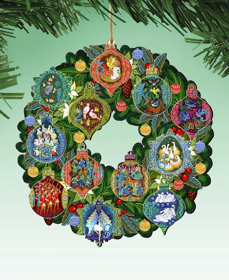 Designocracy 12 Days of Christmas Wreath Ornament