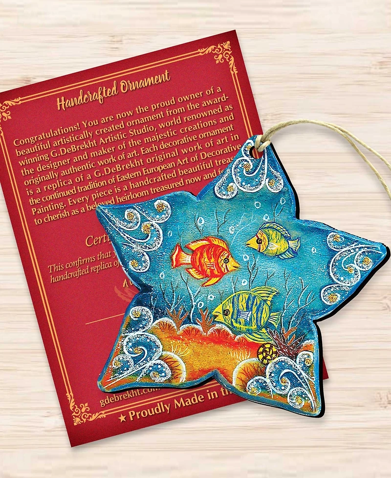 Designocracy Starfish Wooden Christmas Ornament