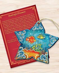Designocracy Starfish Wooden Christmas Ornament
