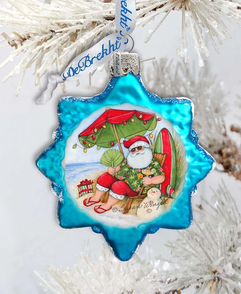 Designocracy Santa on Beach Glass Ornaments S. Winget