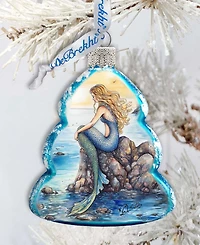 Designocracy Mermaid Christmas Glass Ornaments
