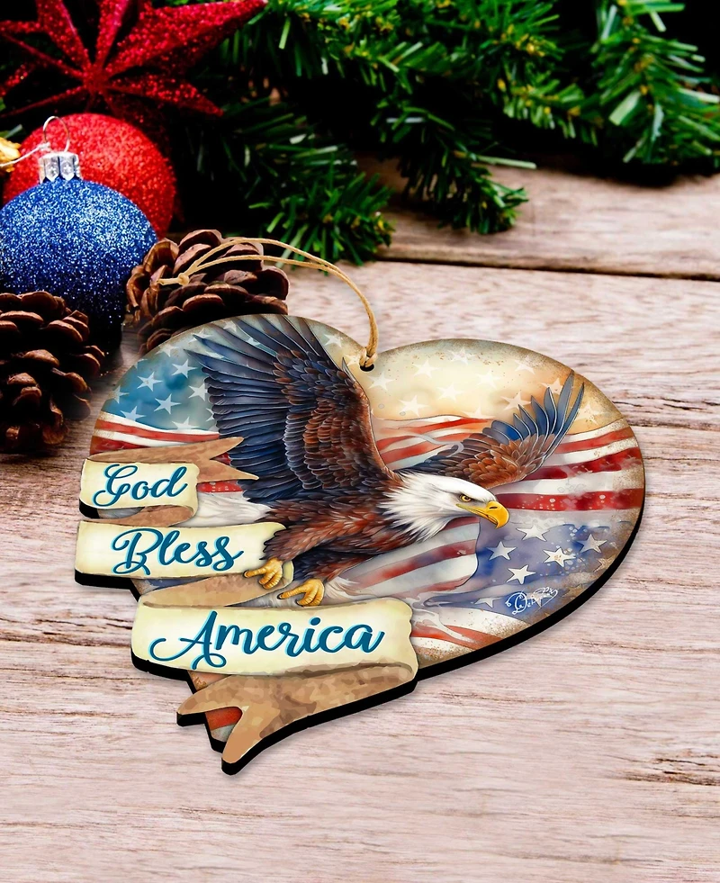 Designocracy God Bless America Christmas Ornament