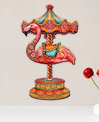 Designocracy Pink Flamingo Carousel Holiday Door Decor