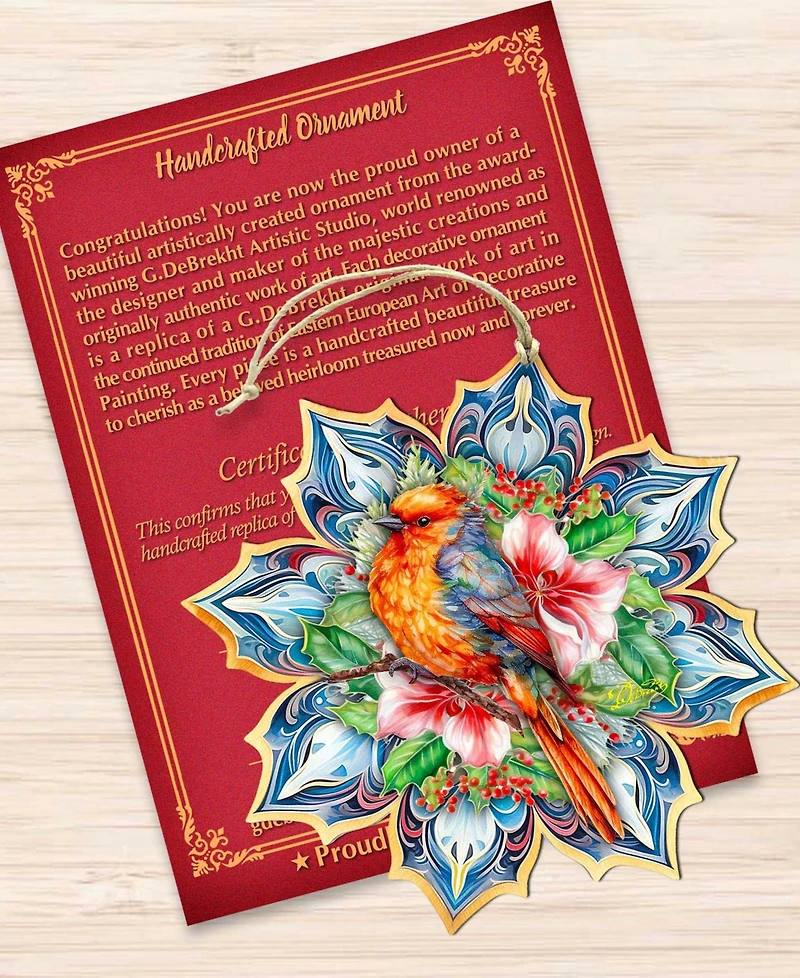 Designocracy Forest Bird Snowflake Wooden Ornament