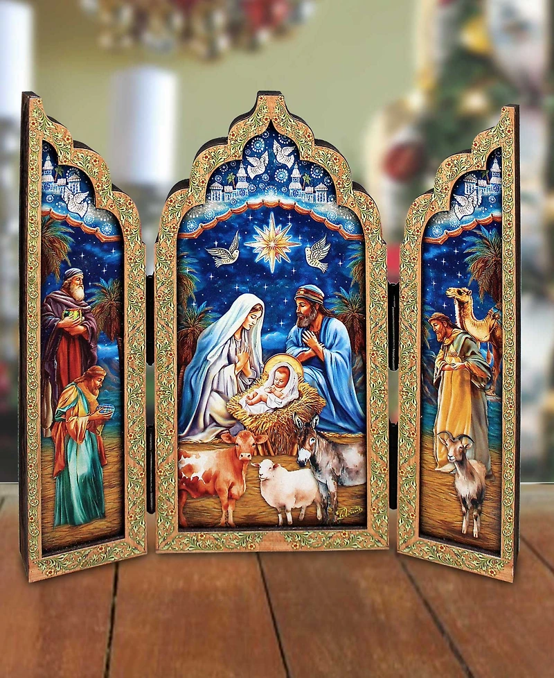 Designocracy Christmas Story Wood Tabletop Triptych