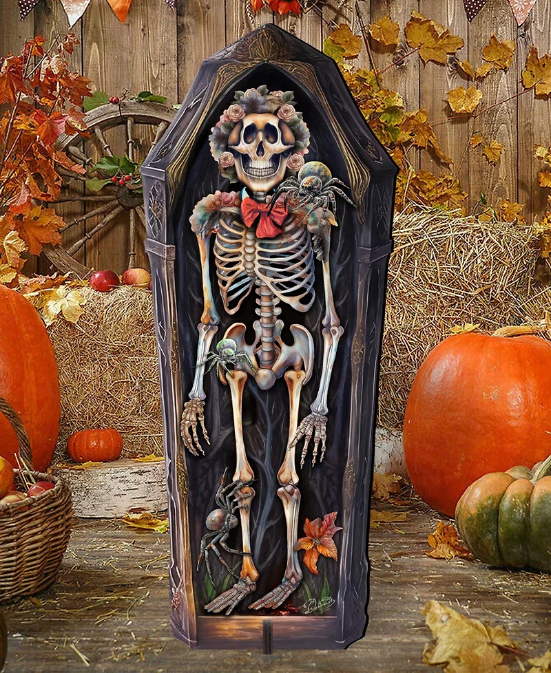 Designocracy Skeleton Coffin Outdoor Decor