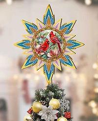Designocracy Christmas Cardinals Wooden Tree Topper