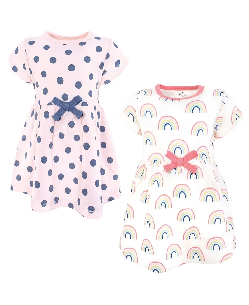Touched by Nature Toddler Girls Natural Cotton Dress Duo Short and Long Sleeve Styles