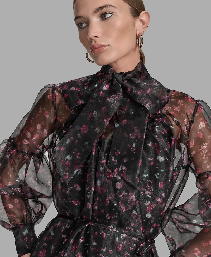 Bcbg Women's Floral Puff Long Sleeves Dress
