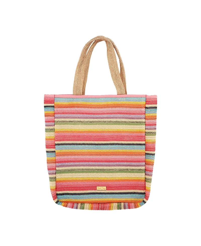 Packed Party Smiley Face Woven Rainbow Tote | Beach Bag | Work Bag