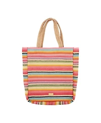 Packed Party Smiley Face Woven Rainbow Tote | Beach Bag | Work Bag