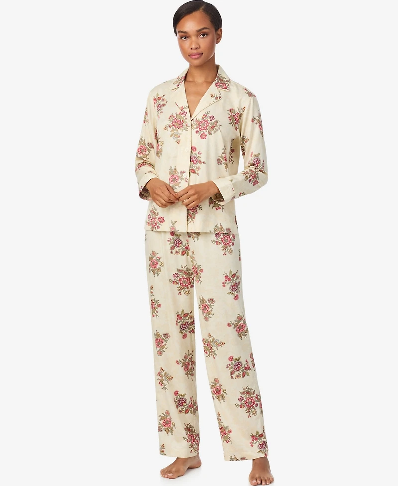 Lauren Ralph Women's Notch Collar and Long Pant Pajama Set