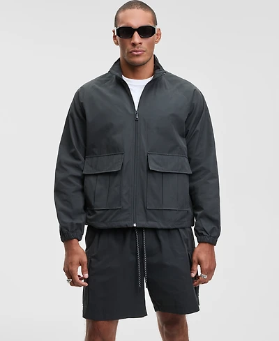 Mode of One Men's Relaxed Fit Pieced Zip-Front Track Jacket, Macy's Exclusive