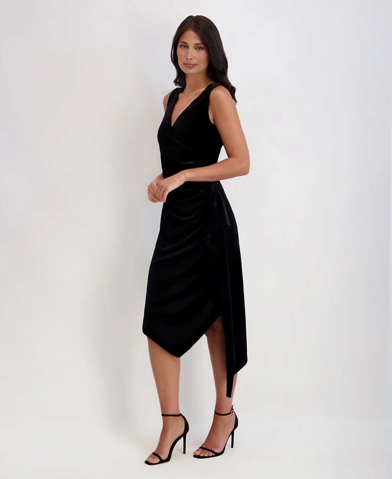 kensie Women's Asymmetrical Hem Midi Dress
