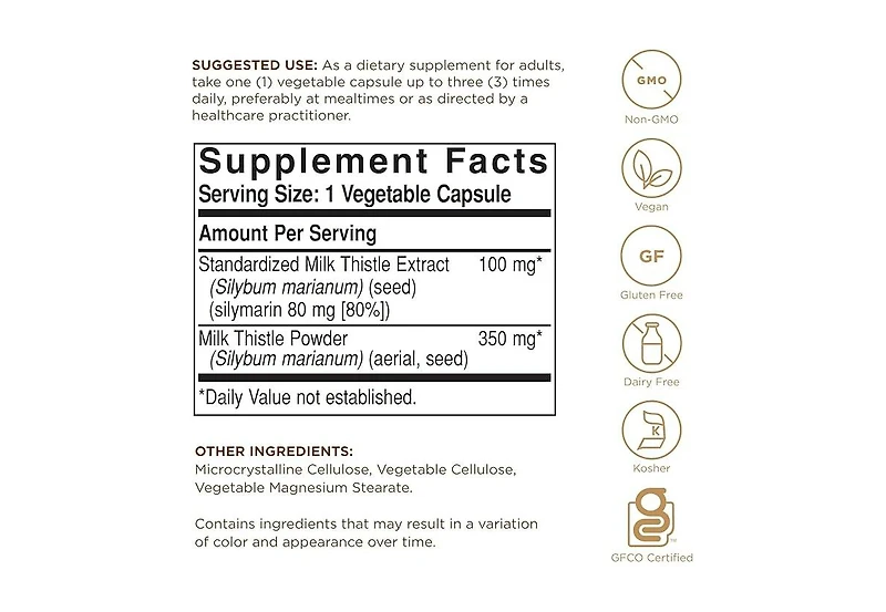 Solgar Fp Milk Thistle ,100 Mg ,100 V Caps
