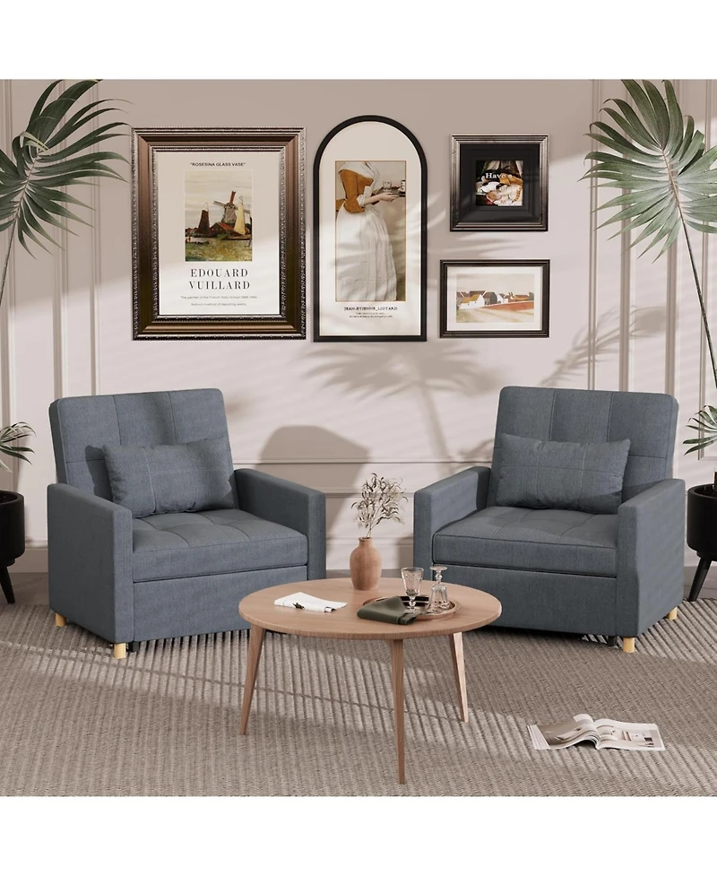 Aecojoy 31.5" Sleeper Chair, Convertible Chair Bed for Adults, 3-in-1 Pull Out Sofa Chair