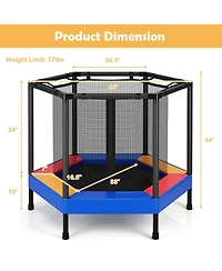 Gymax 48'' Hexagonal Kids Trampoline Recreational Bounce Jumper W/Foam Padded Handrails