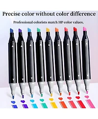Htutwoo Dual Brush Tip Permanent Art Markers Quick Drying And Fade Resistant Alcohol Markers Marker For Wood Plastic Paper Metal And More,60 Colors