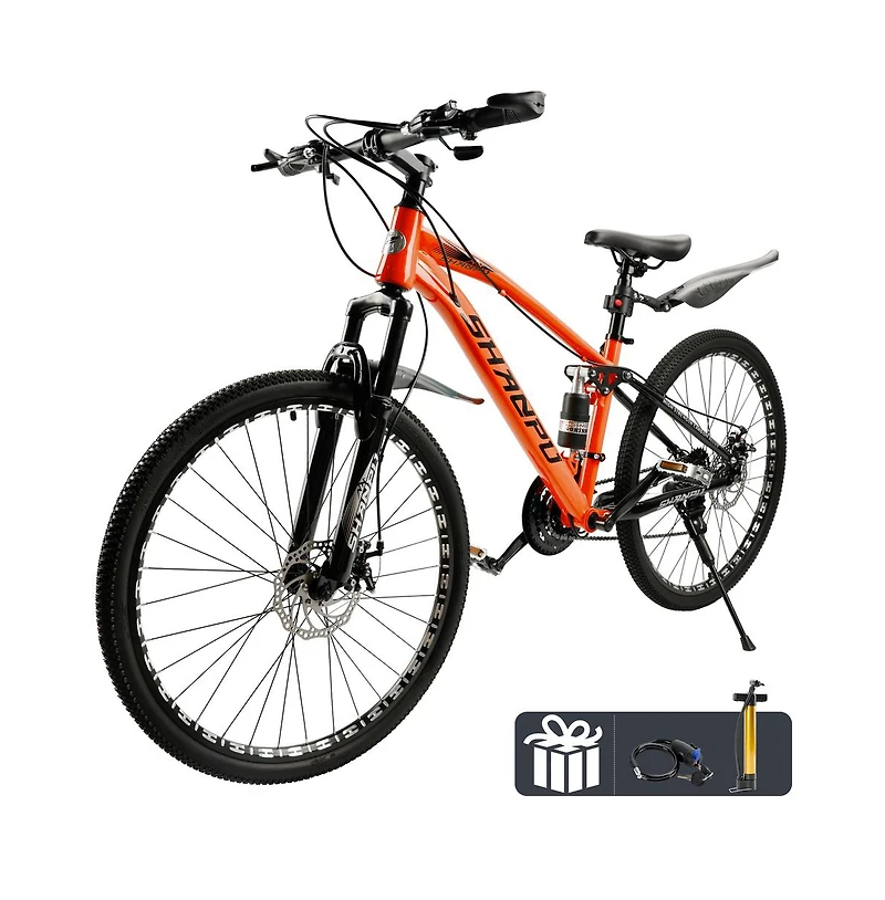 Artudatech Unisex Teenagers / adults Mtb 21 speed 26 inches Mountain Bike Full Suspension