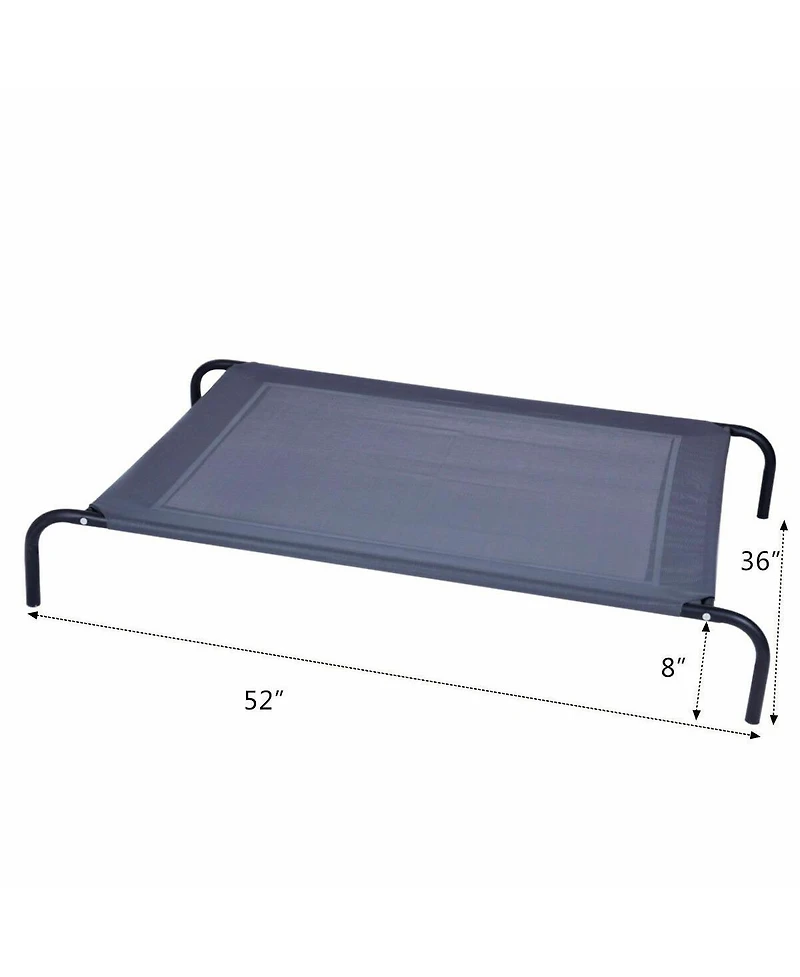 Gymax Large Dog Cat Bed Elevated Pet Cot Indoor Outdoor Camping Steel Frame Mat