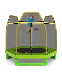 Costway 7FT Kids Trampoline W/Safety Enclosure Net Spring Pad