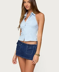 Edikted Women's Debra Tailored Pinstripe Button Up Top