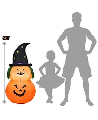 5ft Inflatable Halloween Pumpkin Decoration w/ Led Light Witch Hat