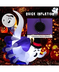 6 Ft Halloween Inflatable Hand Hold the Ghost with Built-in Led & Air Blower