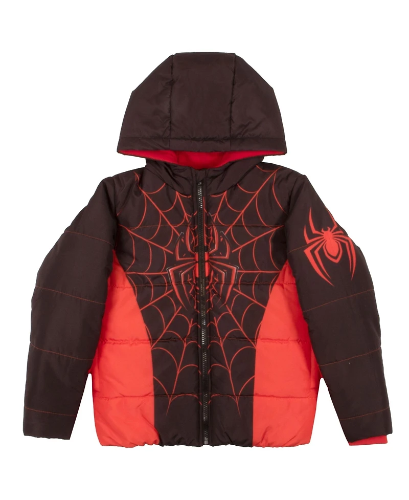 Miles Morales Boys Marvel Spider-Man Graphic Print Winter Jacket