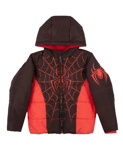 Miles Morales Boys Marvel Spider-Man Graphic Print Winter Jacket