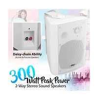 Bluetooth Wall Mount Speaker System - Active Powered Wall Mount Home Speakers, MP3/Aux/Rca Input (5.25 -inch, 300 Watt Max)